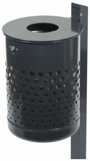 Abfallbehälter mit Pfosten, Inhalt 50 Liter, feuerverzinkt, zum einbetonieren