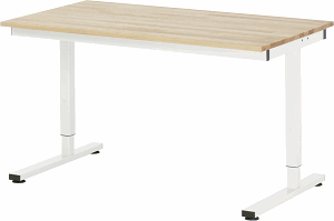 Arbeitstisch Serie RHE, B 1500 x T 800 x H 740-1040 mm, Buche-Massiv-Platte 25 mm
