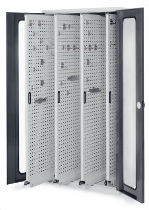 Vertikalschrank 1950x1000x600 mm HxBxT, 3 Auszüge, Korpus RAL 7035 lichtgrau, Türen RAL 7016 anthrazitgrau