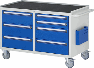 Montagewagen Modell LL3.0.1, B 1145 x T 650 x H 795mm, Metall-Top 25 mm mit Anti-Rutsch-Matte 