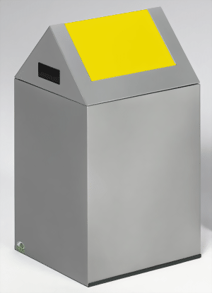 Wertstoffsammelgerät WSG 40 S Korpus silber, Einwurfklappe verkehrsgelb