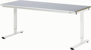 Arbeitstisch Serie RHE, B 2000 x T 800 x H 740-1040 mm, Stahlblechbelag-Platte 25 mm