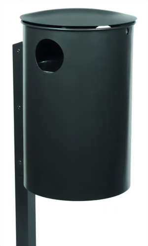 Abfallbehälter mit Pfosten, Inhalt 50 Liter, feuerverzinkt + pulverbeschichtet, zum einbetonieren