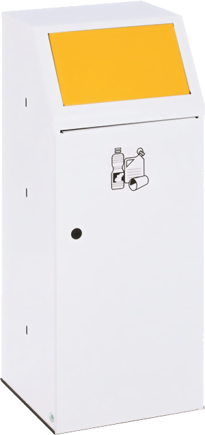 Wertstoffsammler Typ WSG 69, Korpus weiss (9016), Klappe gelb (1023), für 110 Liter Säcke