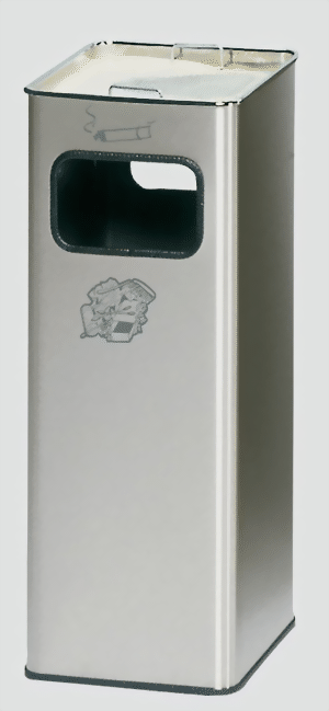 Abfallsammler 2-fach Einwurf Edelstahl, Ascher Alu, B26R
