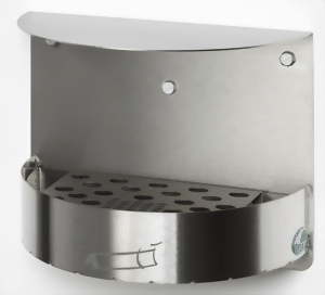 Wandascher mit Schutzdach Modell H 23 Edelstahl matt
