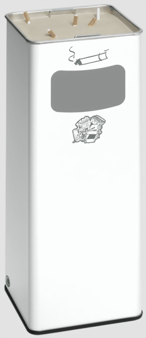 Abfallsammler-Ascher-Kombination B 25 R, Farbe RAL 9016 verkehrsweiss
