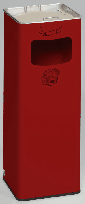 Abfallsammler-Ascher-Kombination B 25 R, Farbe RAL 3000 feuerrot
