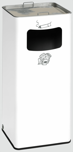 Abfallsammler-Ascher-Kombination B 32 R, Farbe RAL 9016 verkehrsweiss
