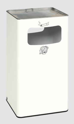 Abfallsammler-Ascher-Kombination B 42 R, Farbe RAL 9016 verkehrsweiss
