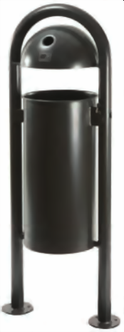 Stand-Abfallbehälter mit Ascher, Inhalt 40 Liter, feuerverzinkt, zum aufdübeln