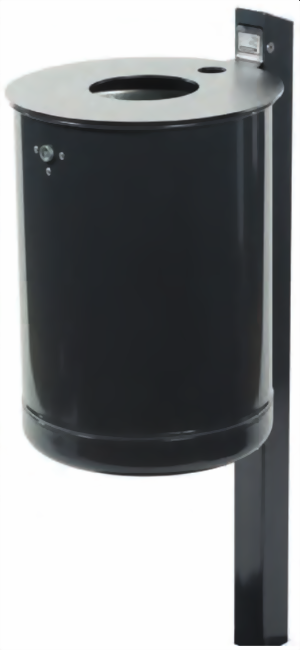 Abfallbehälter mit Pfosten, Inhalt 50 Liter, feuerverzinkt + pulverbeschichtet, zum einbetonieren