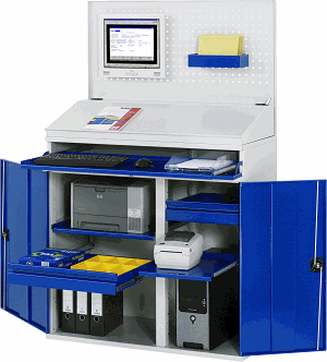 Computer-Schrank - Modell 61, B 1100 x T 520 x H 1770 mm