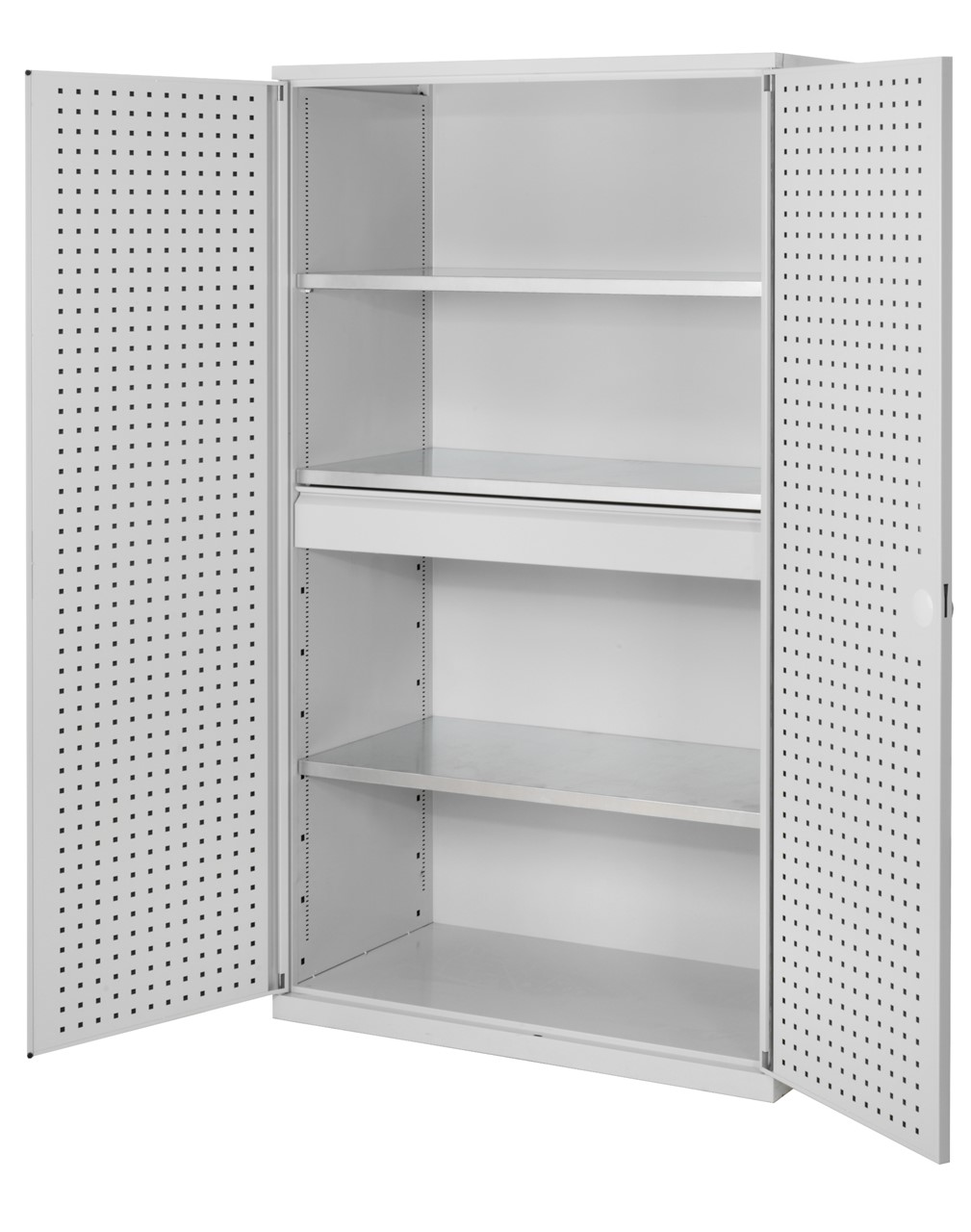 Grossvolumenschrank 1950x1130x590 mm HxBxT, Korpus RAL 7035 lichtgrau, Türen RAL 7035 lichtgrau