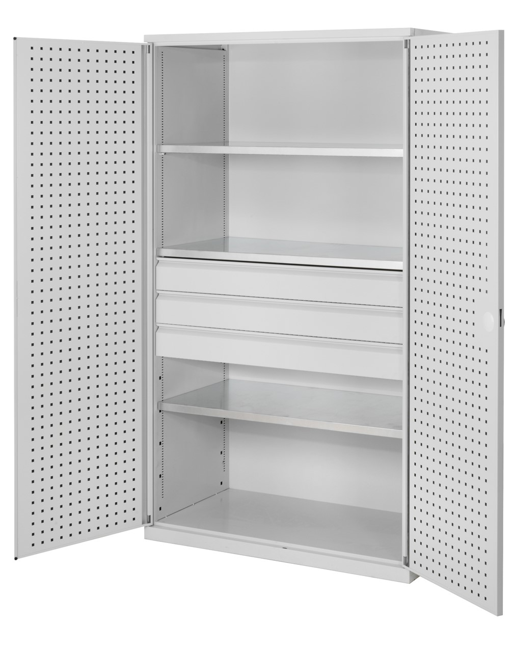 Grossvolumenschrank 1950x1130x590 mm HxBxT, Korpus RAL 7035 lichtgrau, Türen RAL 7035 lichtgrau