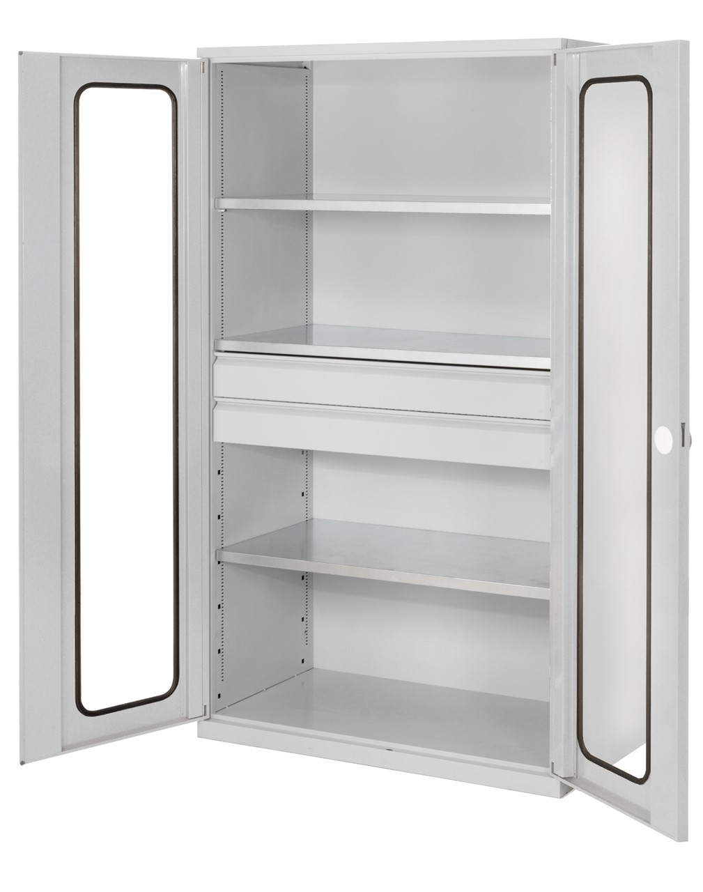 Grossvolumenschrank 1950x1130x590 mm HxBxT, Korpus RAL 7035 lichtgrau, Türen RAL 7035 lichtgrau