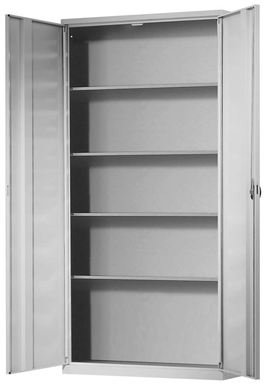 Ordnungsschrank mit Lagersichtkästen, 1950x950x400 mm HxBxT, Modell 40, RAL 7035 lichtgrau, ohne Lagersichtkästen
