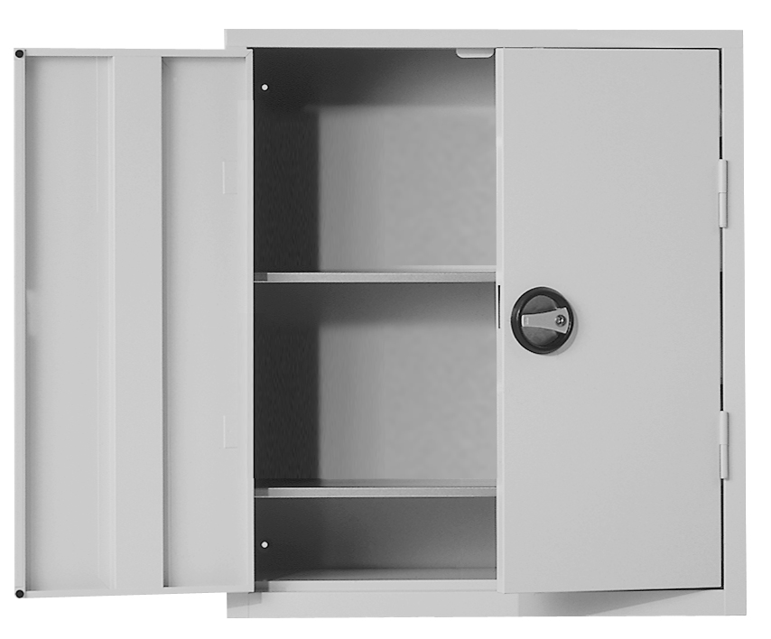 Ordnungsschrank mit Lagersichtkästen, 780x690x285 mm HxBxT, Modell 10, RAL 7035 lichtgrau, ohne Lagersichtkästen