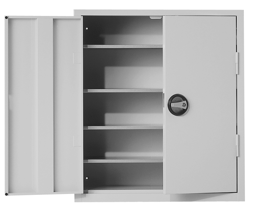 Ordnungsschränke mit Lagersichtkästen, 780x690x285 mm HxBxT, Modell 11, RAL 7035 lichtgrau, ohne Lagersichtkästen