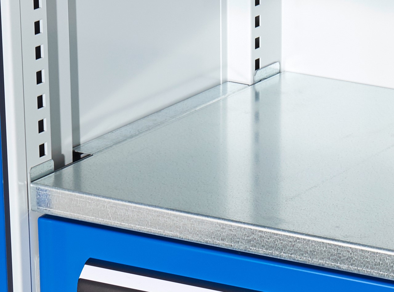 Fachboden Breite 500 mm, Tragkraft 80 kg, links, verzinkt