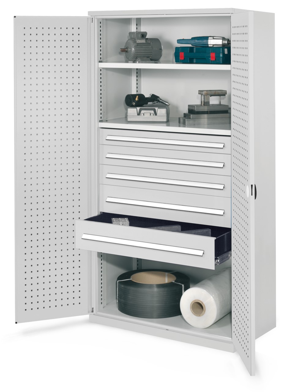 Schwerlastschrank 1950x1000x600 mm HxBxT, Lochplattentüren