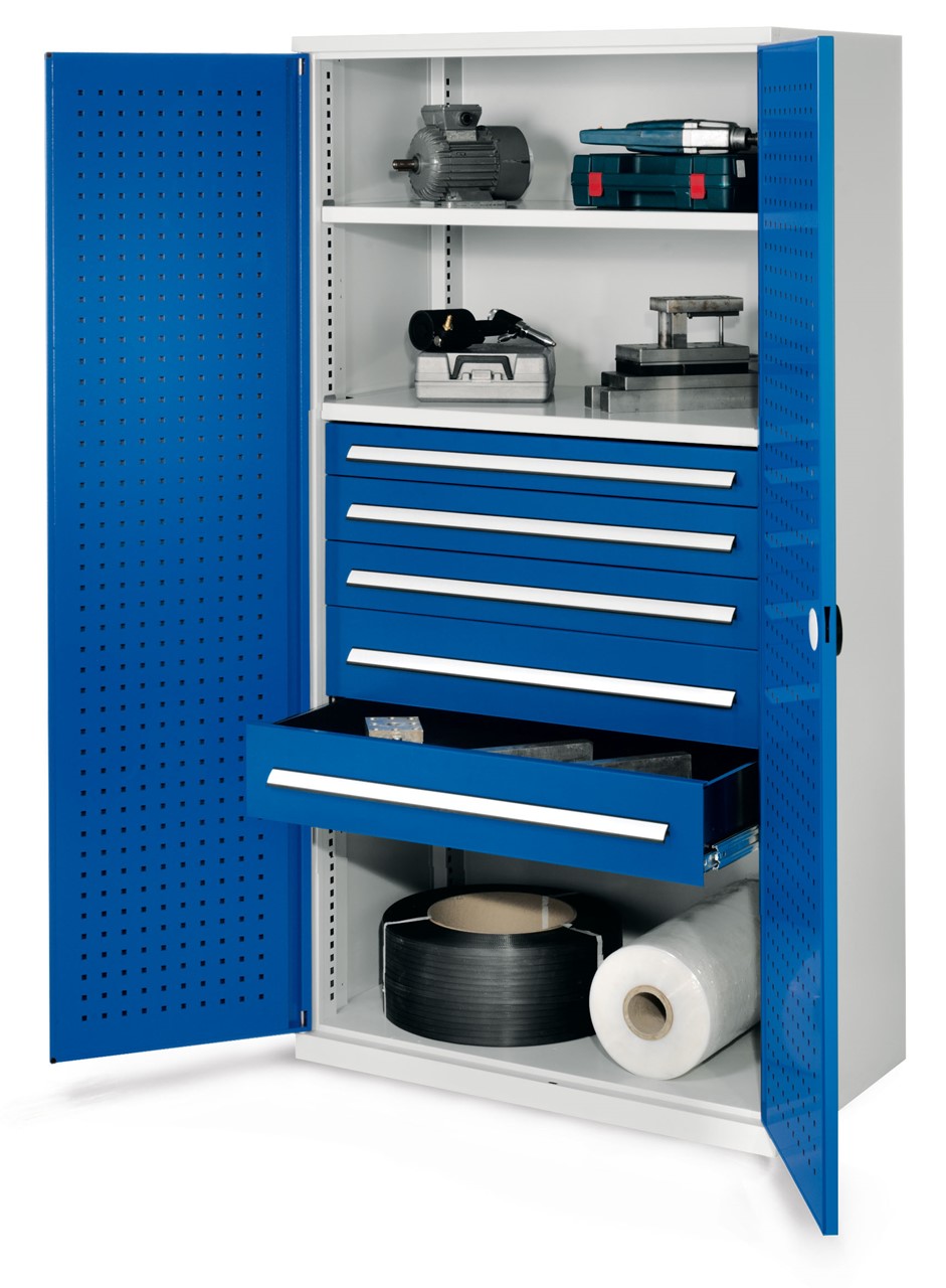 Schwerlastschrank 1950x1000x600 mm HxBxT, Lochplattentüren