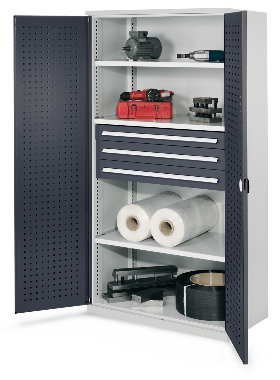 Schwerlastschrank 1950x1000x600 mm HxBxT, Lochplattentüren