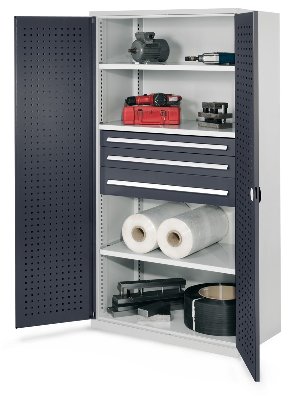 Schwerlastschrank 1950x1000x600 mm HxBxT, Lochplattentüren