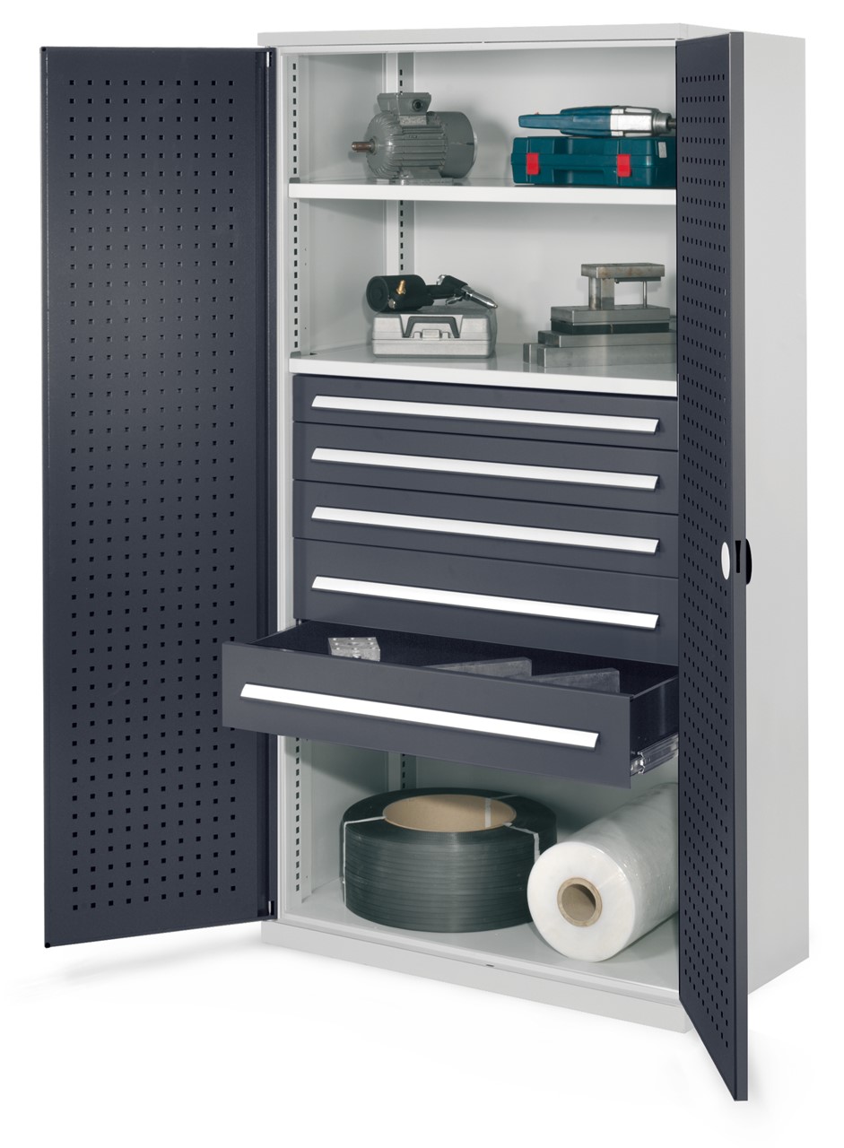 Schwerlastschrank 1950x1000x600 mm HxBxT, Lochplattentüren