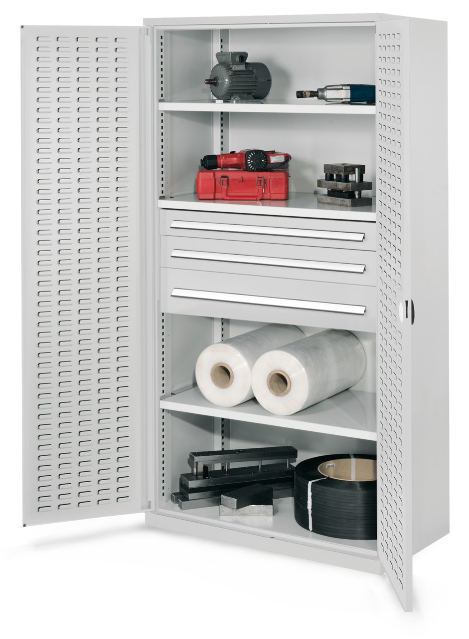 Schwerlastschrank 1950x1000x600 mm HxBxT, Schlitzplattentüren