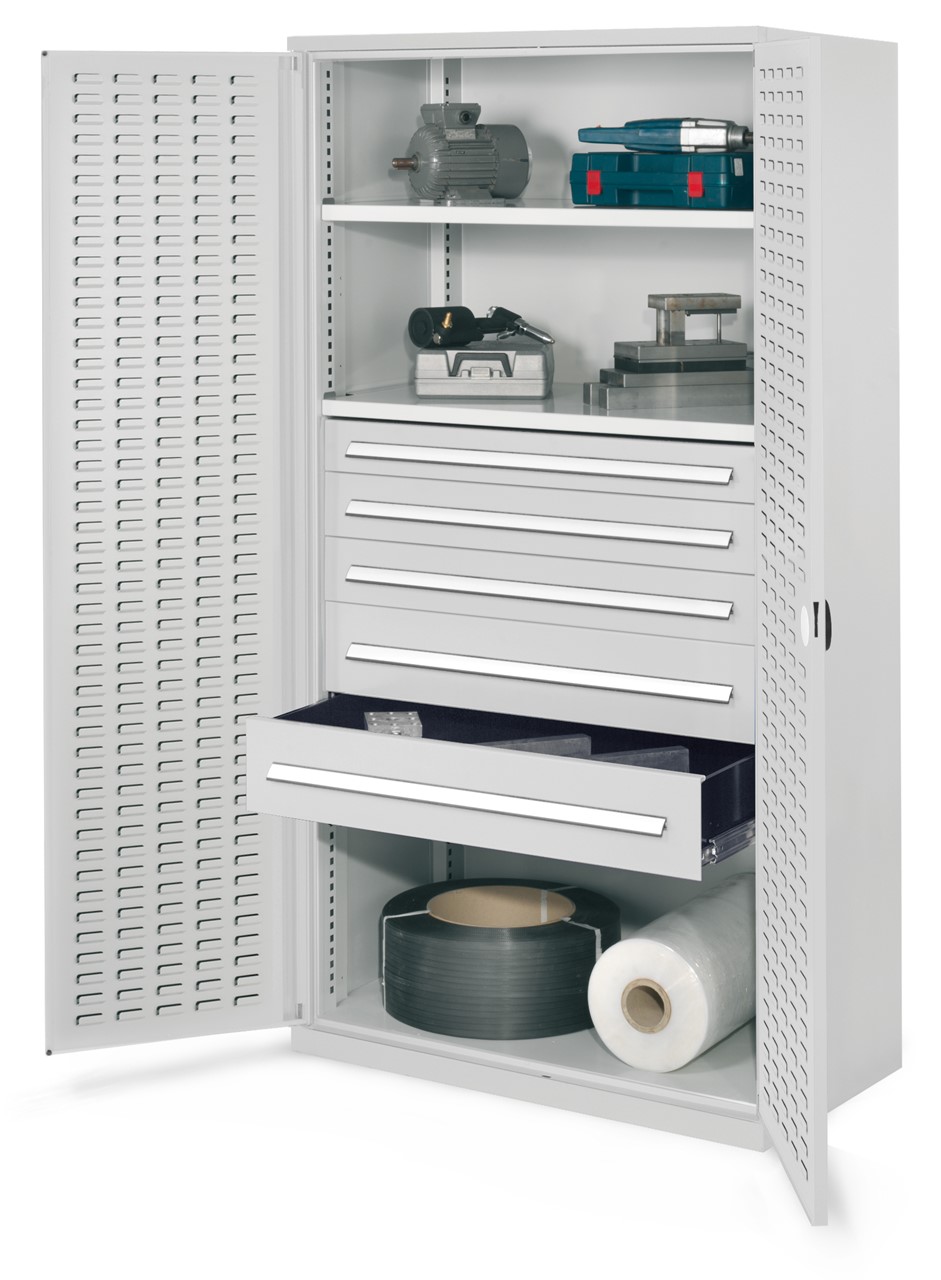 Schwerlastschrank 1950x1000x600 mm HxBxT, Schlitzplattentüren