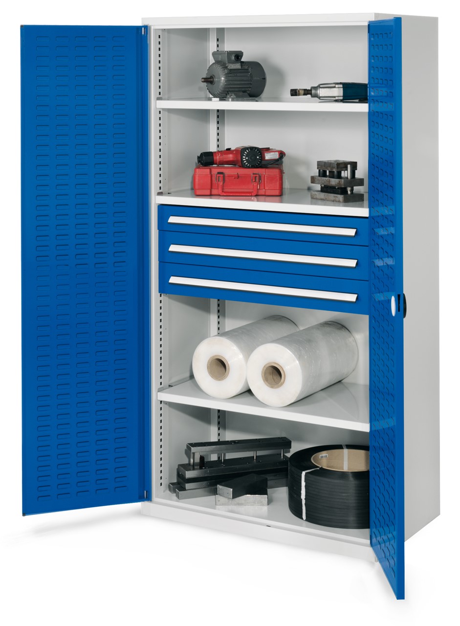 Schwerlastschrank 1950x1000x600 mm HxBxT, Schlitzplattentüren