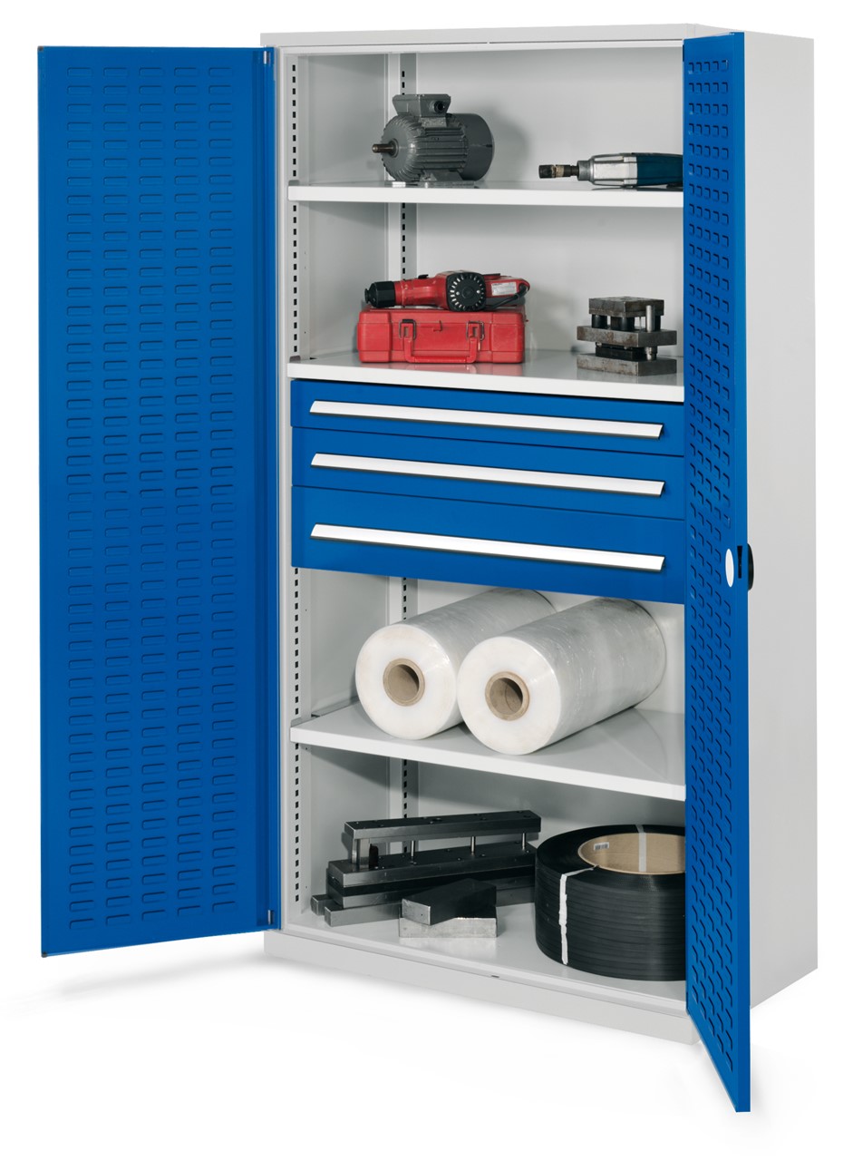 Schwerlastschrank 1950x1000x600 mm HxBxT, Schlitzplattentüren