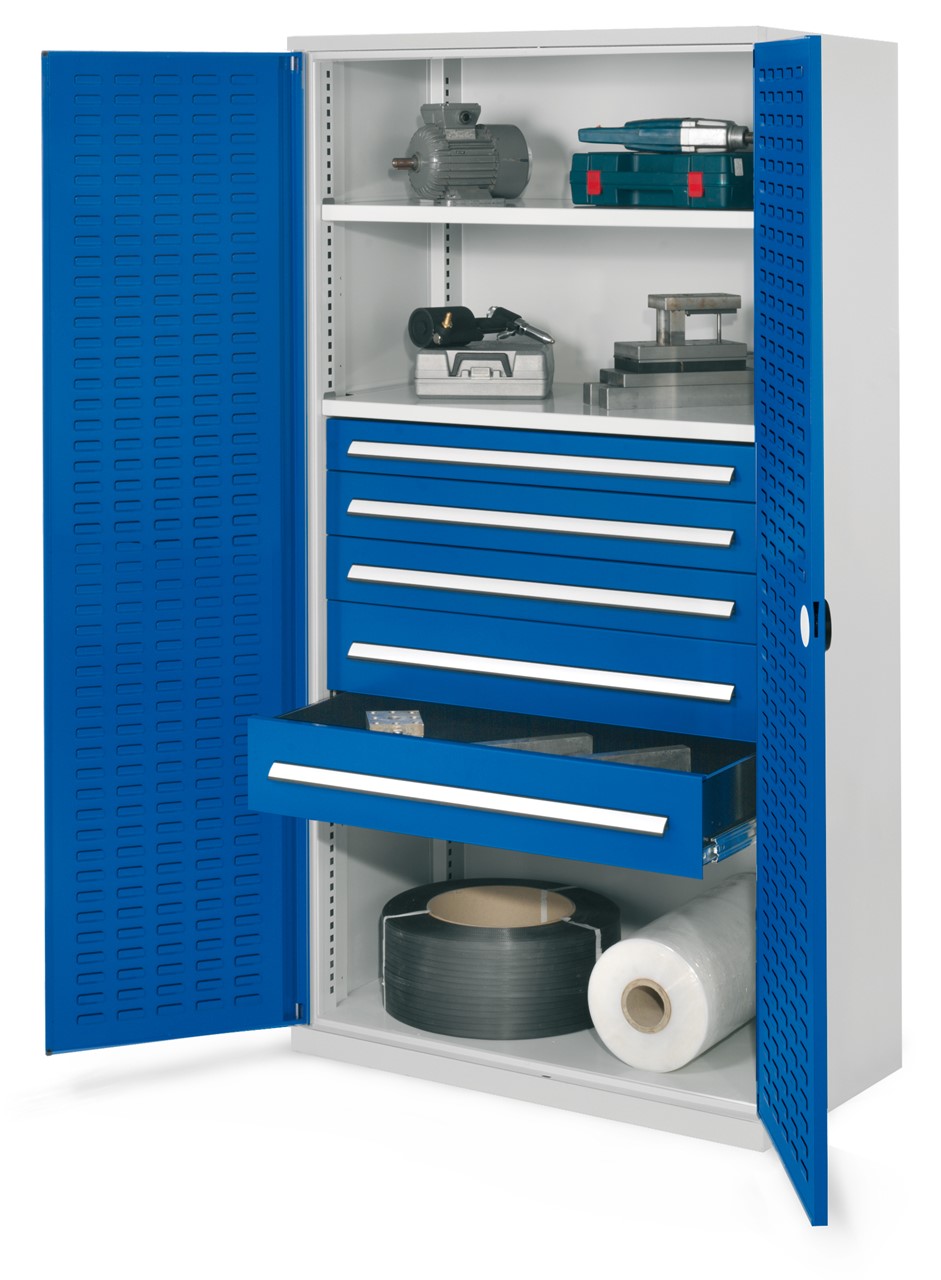 Schwerlastschrank 1950x1000x600 mm HxBxT, Schlitzplattentüren