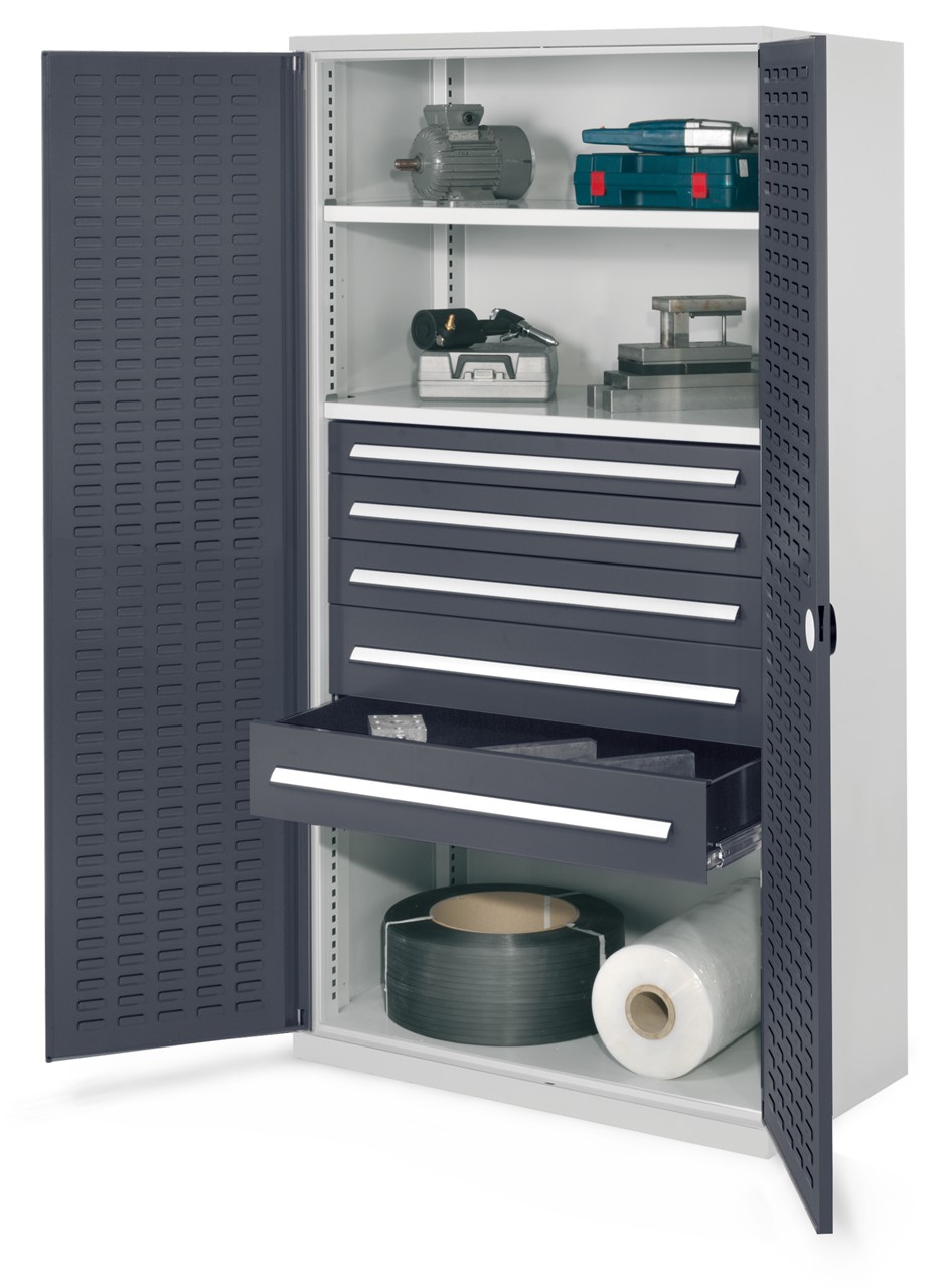 Schwerlastschrank 1950x1000x600 mm HxBxT, Schlitzplattentüren