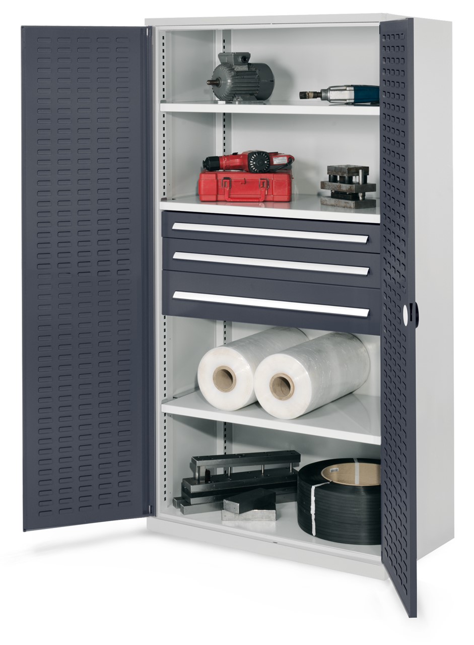 Schwerlastschrank 1950x1000x600 mm HxBxT, Schlitzplattentüren