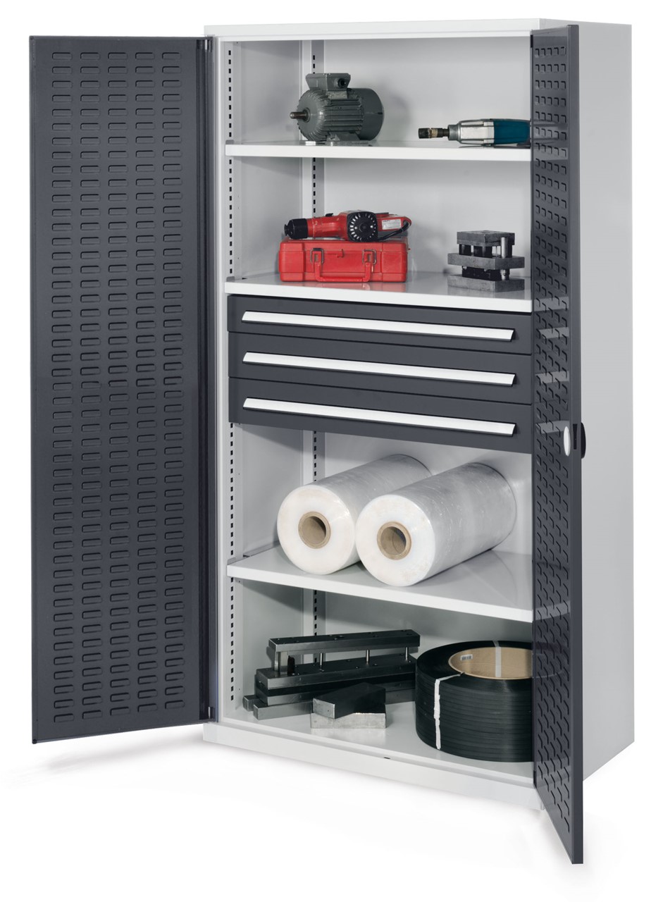 Schwerlastschrank 1950x1000x600 mm HxBxT, Schlitzplattentüren