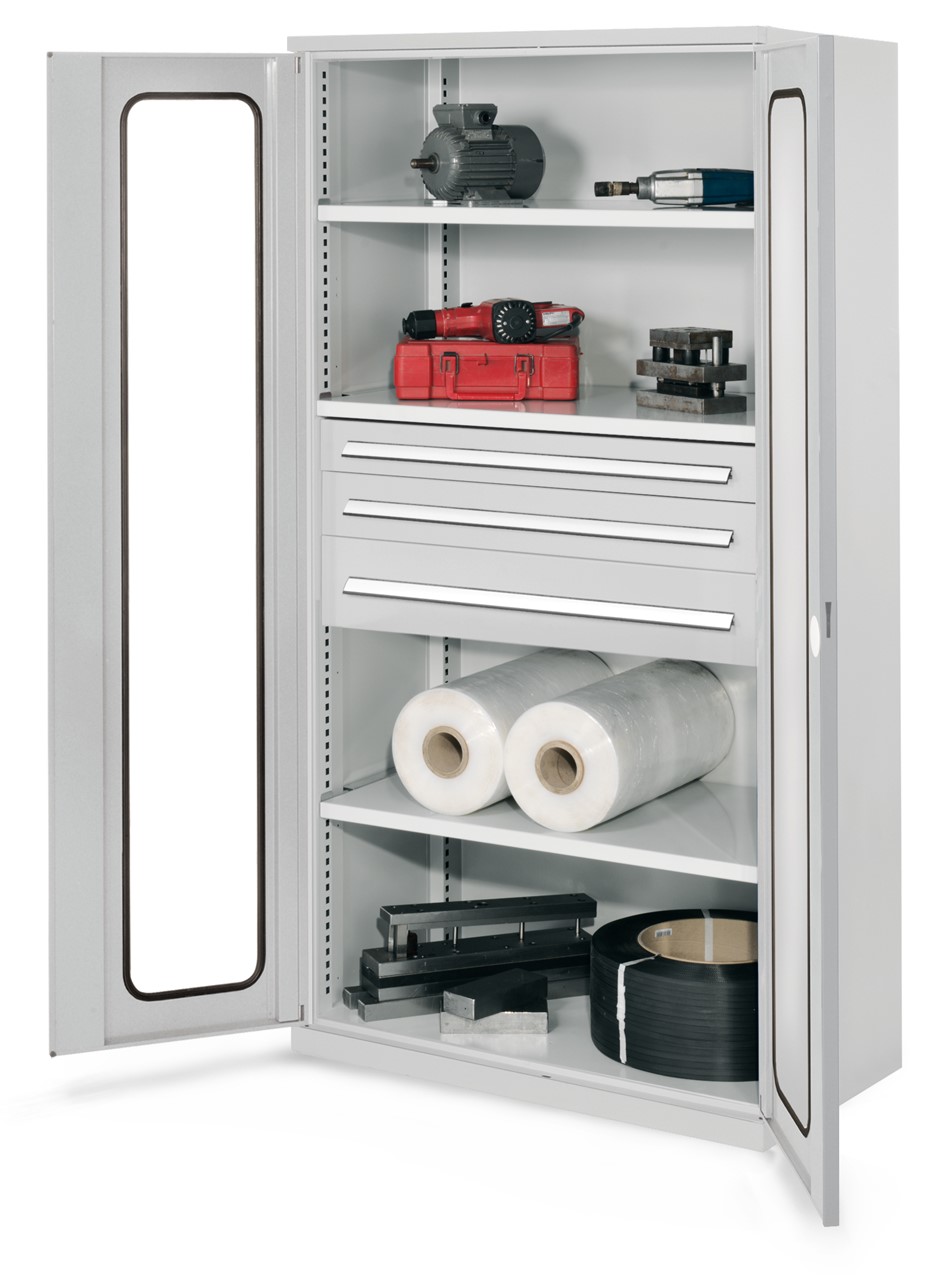 Schwerlastschrank 1950x1000x600 mm HxBxT, Sichtfenstertüren