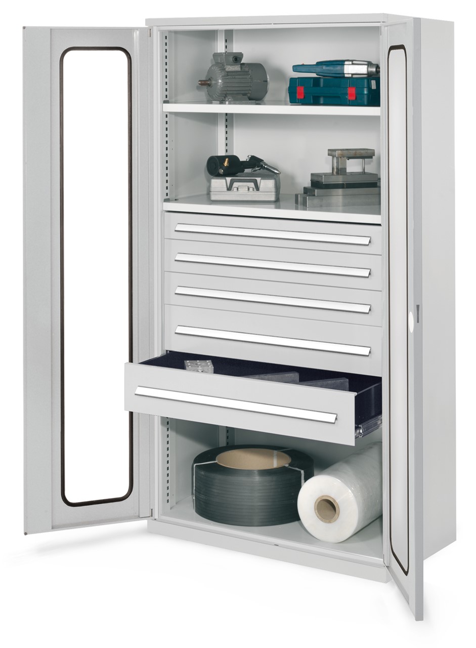 Schwerlastschrank 1950x1000x600 mm HxBxT, Sichtfenstertüren