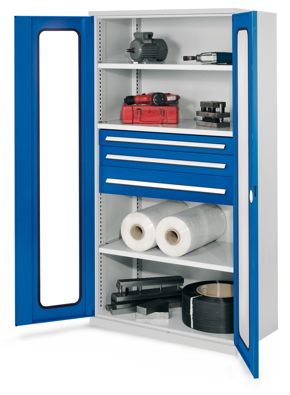 Schwerlastschrank 1950x1000x600 mm HxBxT, Sichtfenstertüren