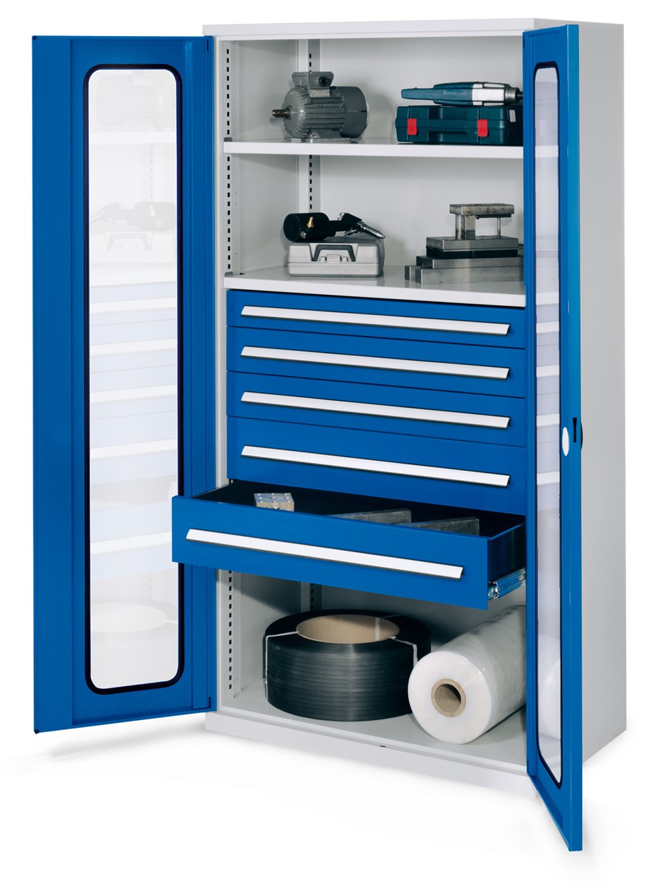 Schwerlastschrank 1950x1000x600 mm HxBxT, Sichtfenstertüren