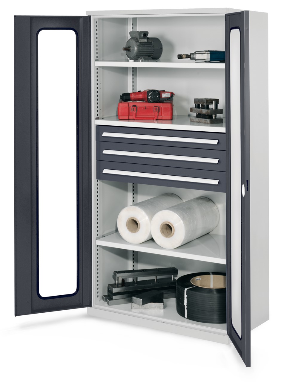 Schwerlastschrank 1950x1000x600 mm HxBxT, Sichtfenstertüren