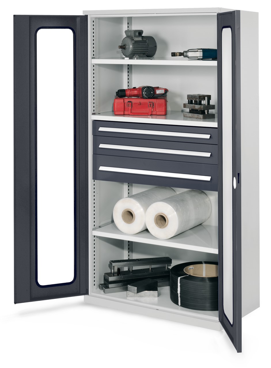 Schwerlastschrank 1950x1000x600 mm HxBxT, Sichtfenstertüren