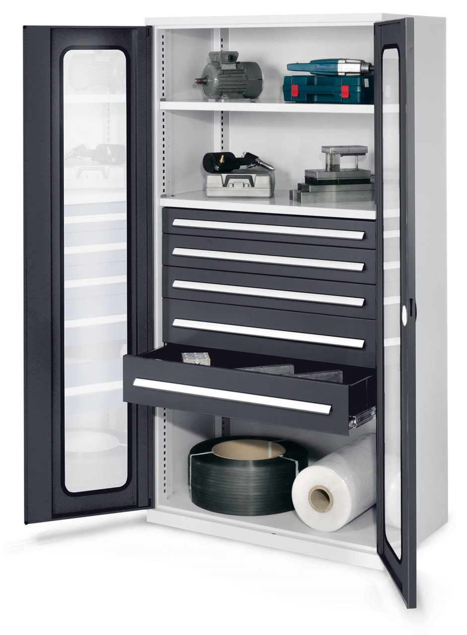 Schwerlastschrank 1950x1000x600 mm HxBxT, Sichtfenstertüren