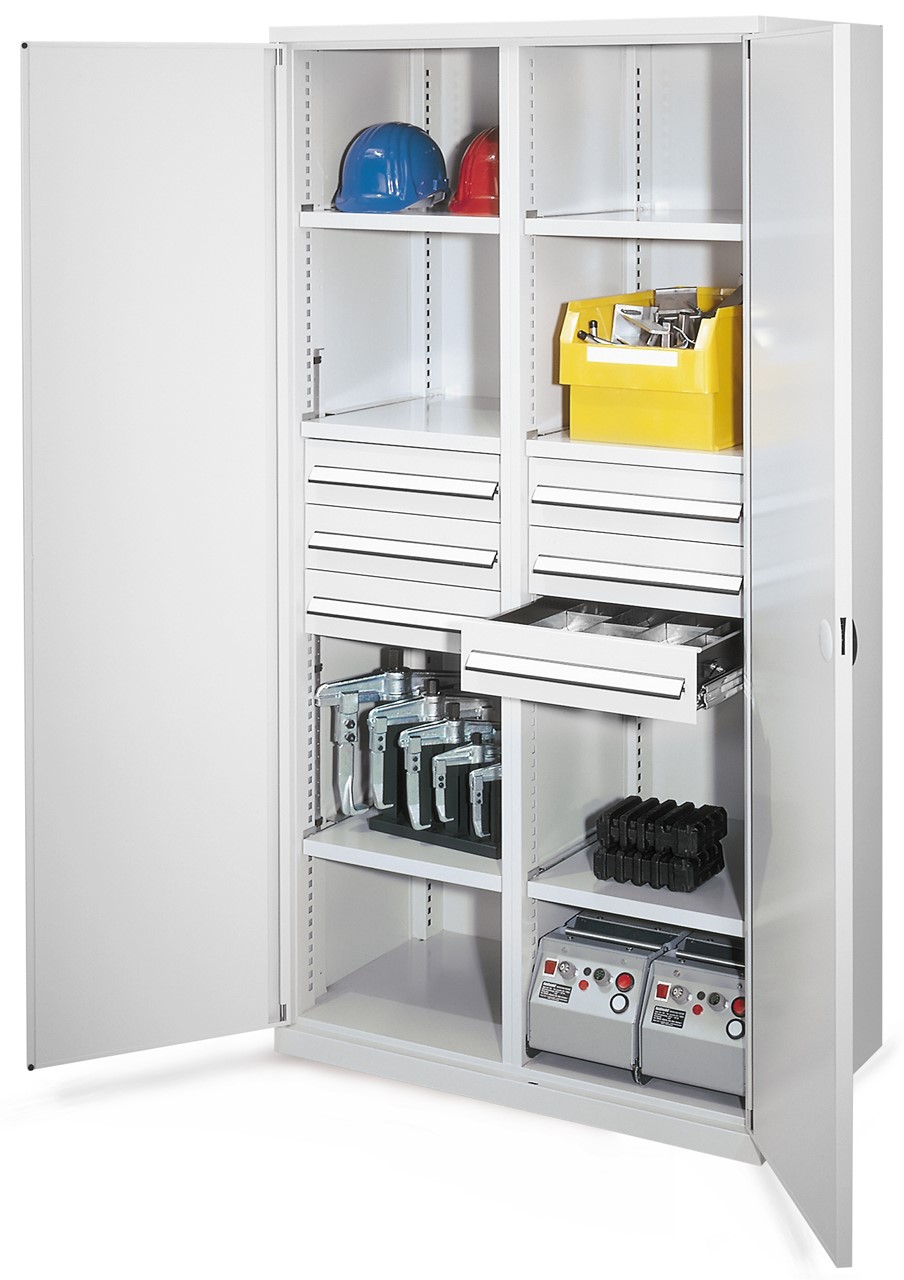 Schwerlastschrank mit Mitteltrennwand 1950x1000x600 mm HxBxT, Doppelwandtüren