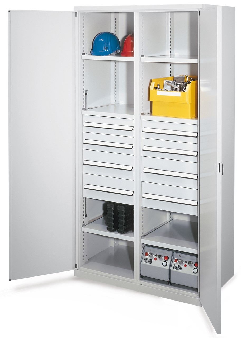 Schwerlastschrank mit Mitteltrennwand 1950x1000x600 mm HxBxT, Doppelwandtüren