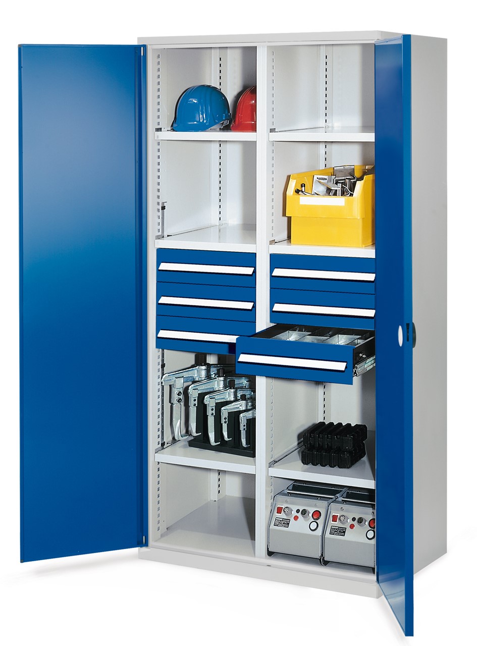 Schwerlastschrank mit Mitteltrennwand 1950x1000x600 mm HxBxT, Doppelwandtüren