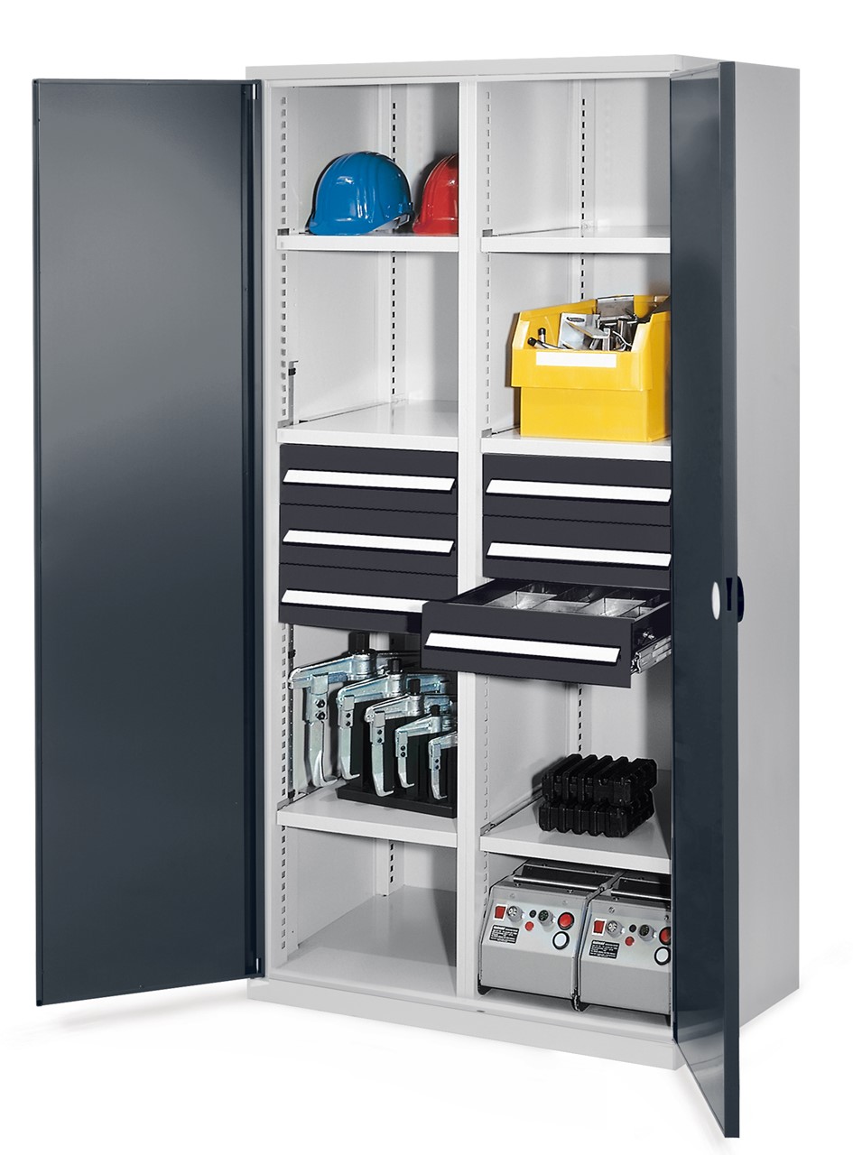 Schwerlastschrank mit Mitteltrennwand 1950x1000x600 mm HxBxT, Doppelwandtüren