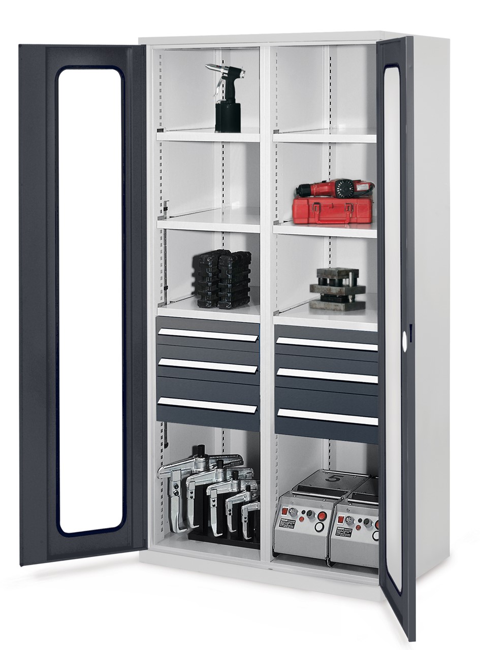 Schwerlastschrank 1950x1000x600 mm HxBxT, Sichtfenstertüren