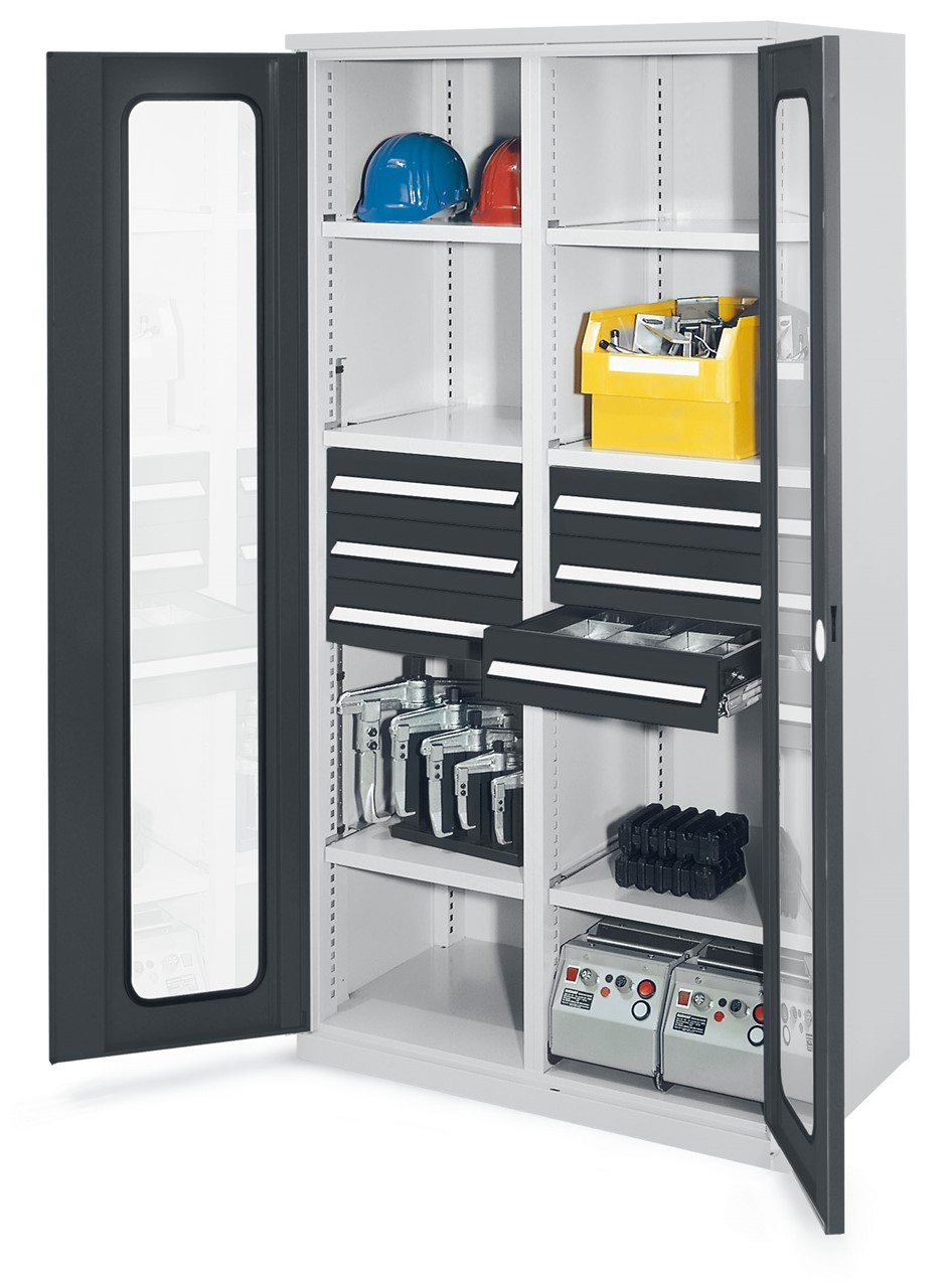 Schwerlastschrank 1950x1000x600 mm HxBxT, Sichtfenstertüren